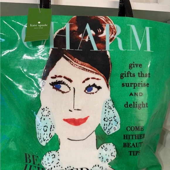 Kate Spade Green Graphic Charm Tote - Picture 2 of 8